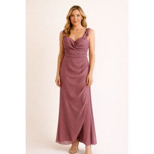 Azazie Barbie Mauve Mermaid Corset Chiffon Dress Sz 4 NWT Elegant Formal Gown